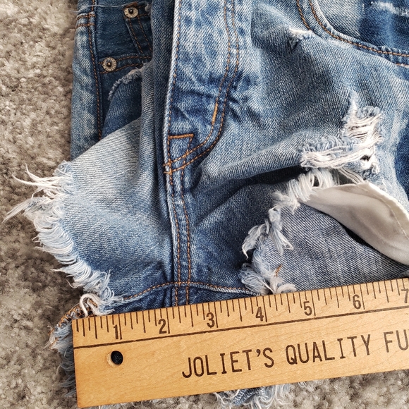 SOLD LOT AE | Vintage High Rise Ultra Distressed Festival Denim Jean Shorts 2 - Picture 11 of 12